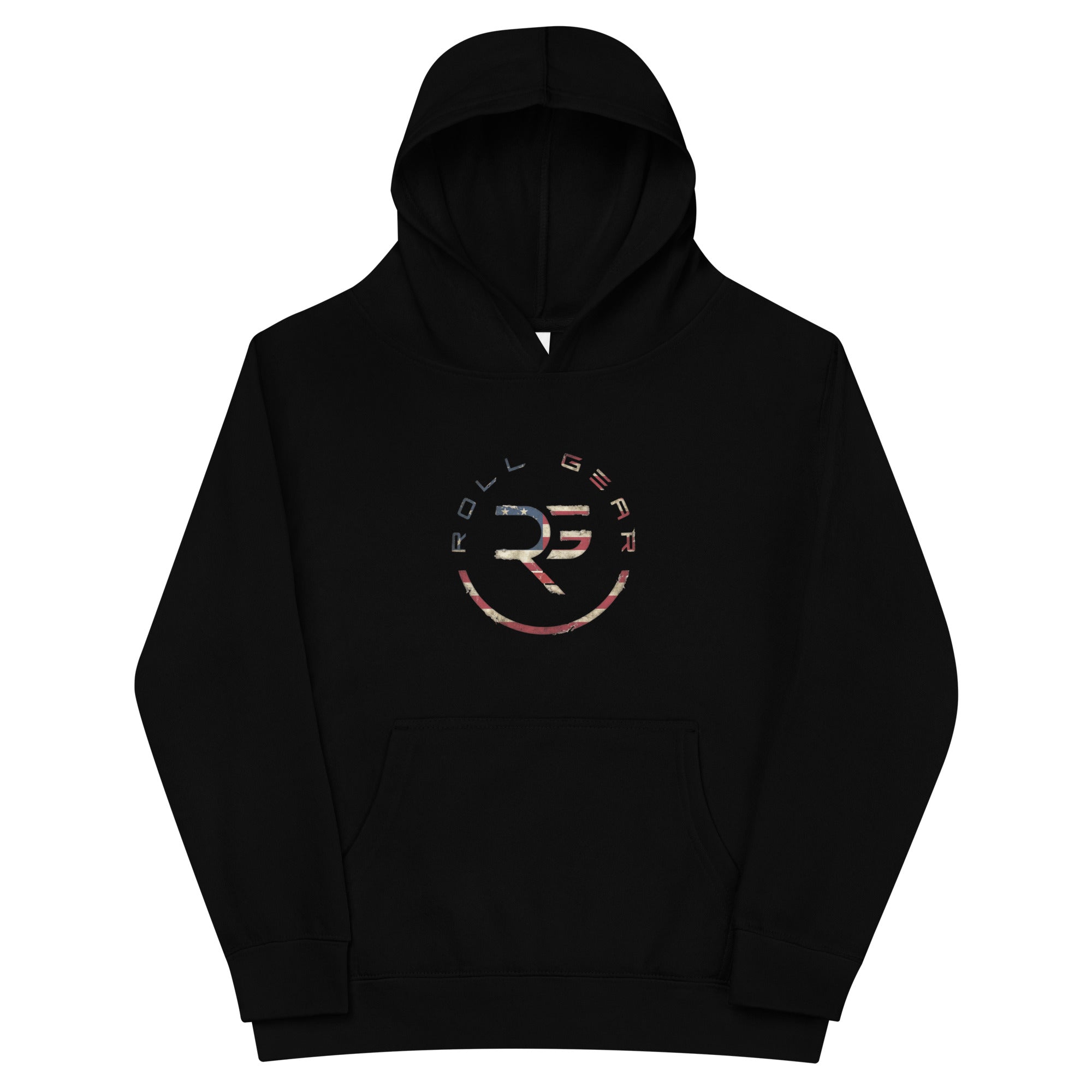 Roll Gear Kids Earned Not Given Performance Hoodie - USA Edition, Black, front view.
