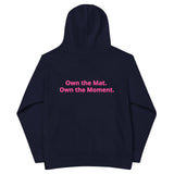 Roll Gear Kids Fleece Hoodie – Navy Blazer, back view.