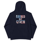 Roll Gear Kids Earned Not Given Performance Hoodie - USA Edition, Navy Blazer, back view.