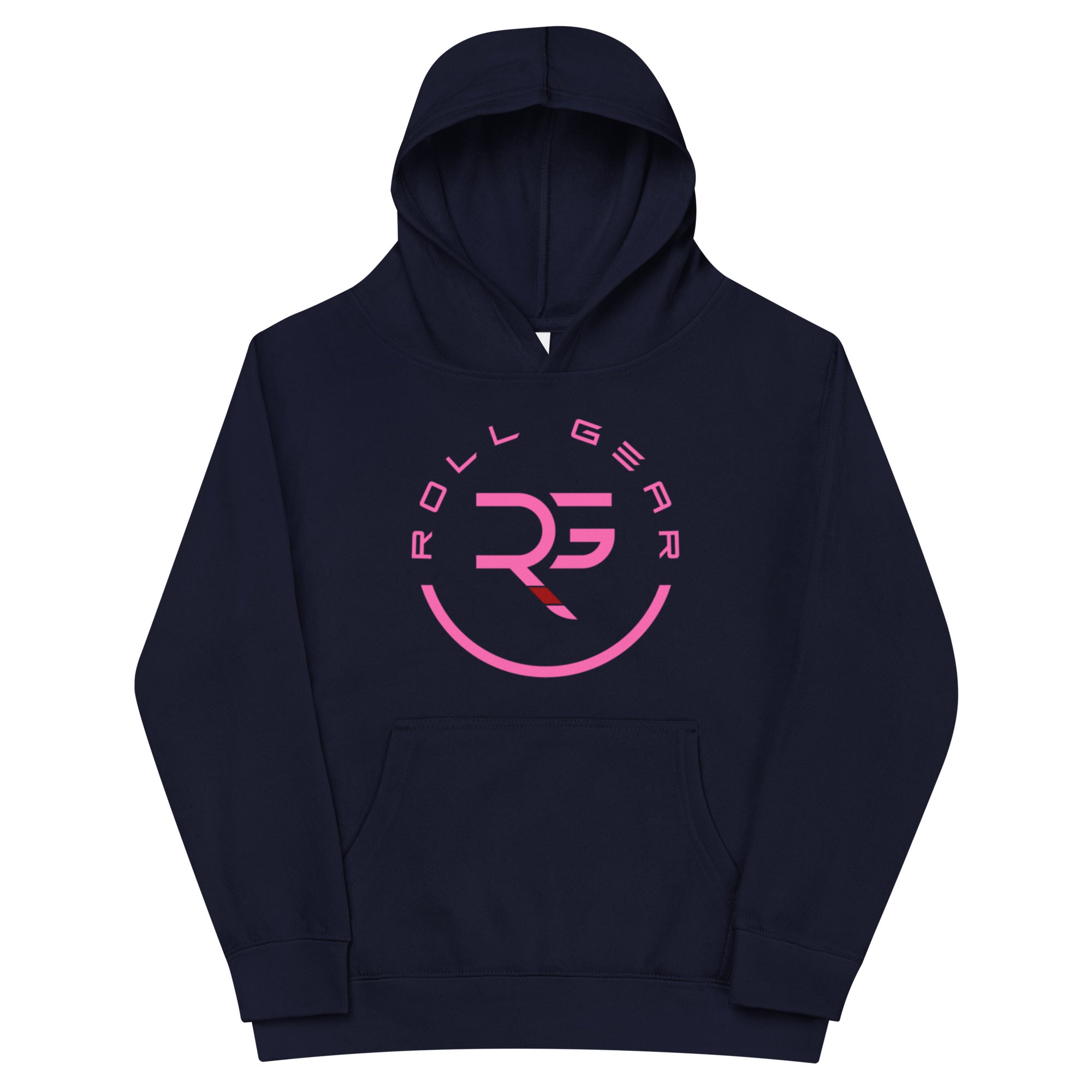 Roll Gear Kids Fleece Hoodie – Navy Blazer, front view.