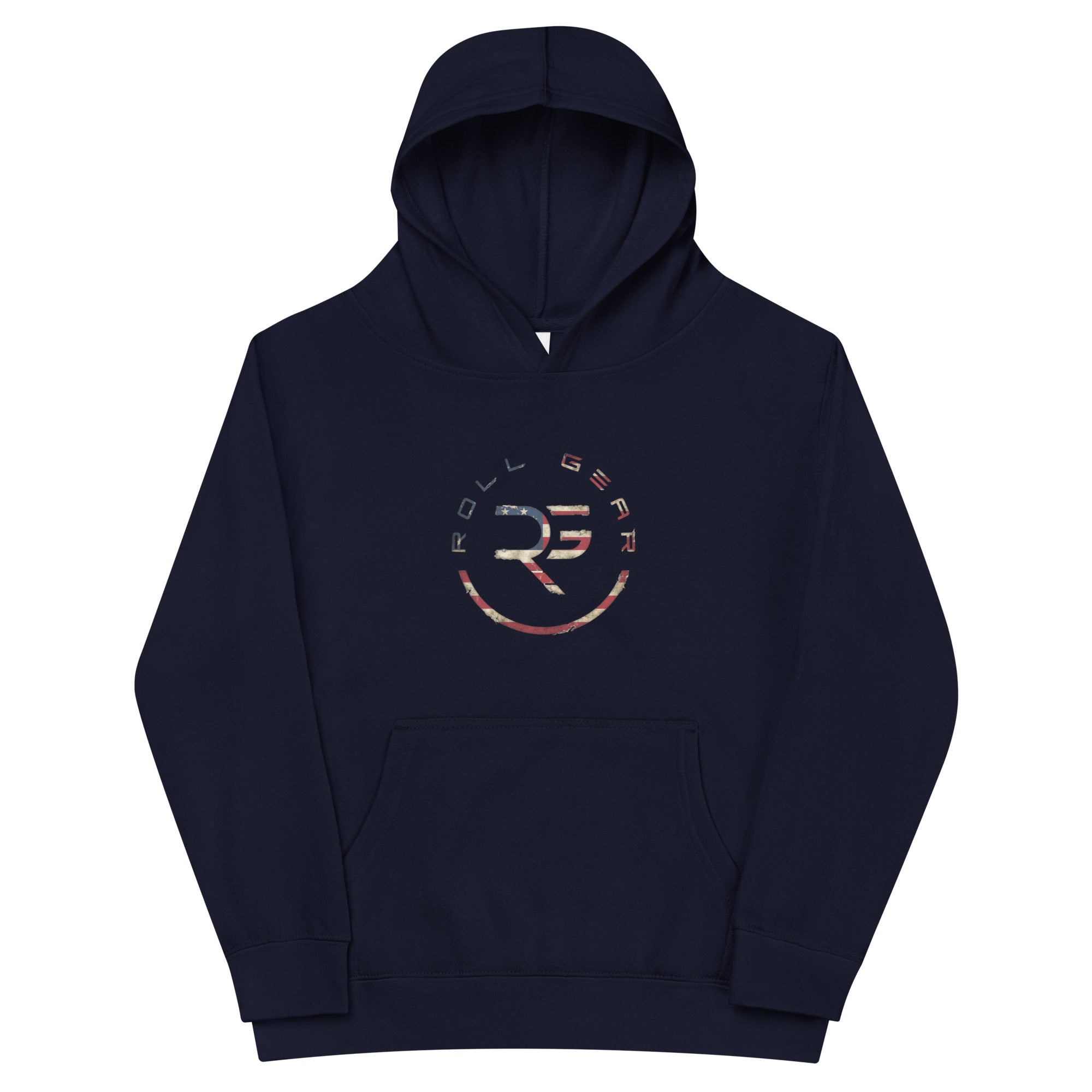 Roll Gear Kids Earned Not Given Performance Hoodie - USA Edition, Navy Blazer, front view.