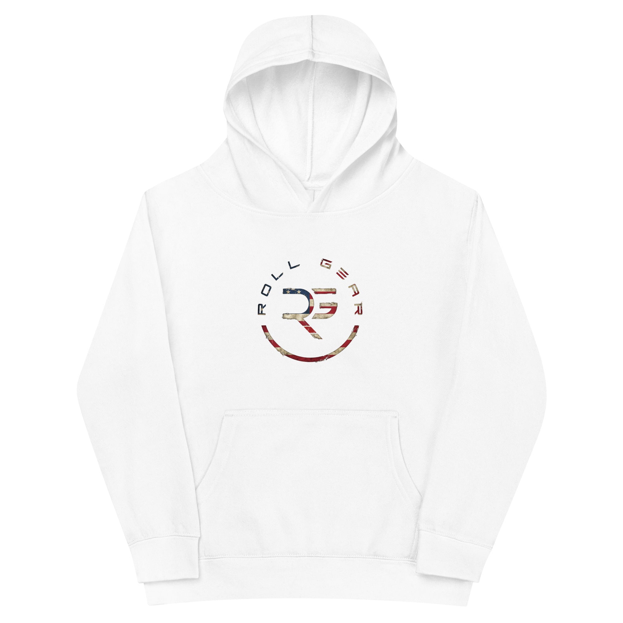 Roll Gear Kids Earned Not Given Performance Hoodie - USA Edition, White, front view.