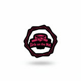 Logo of 'Girls on the Mat' with a pink belt on a purple background