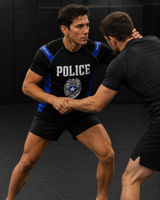 Roll Gear Unisex Police Edition Short Sleeve Rash Guard - Black & Thin Blue Line, product image 1.