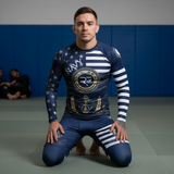 Roll Gear Men's Navy Military Rash Guard - Navy & Gold, product image 1.