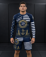 Roll Gear Men's Navy Military Rash Guard - Navy & Gold, product image 2.