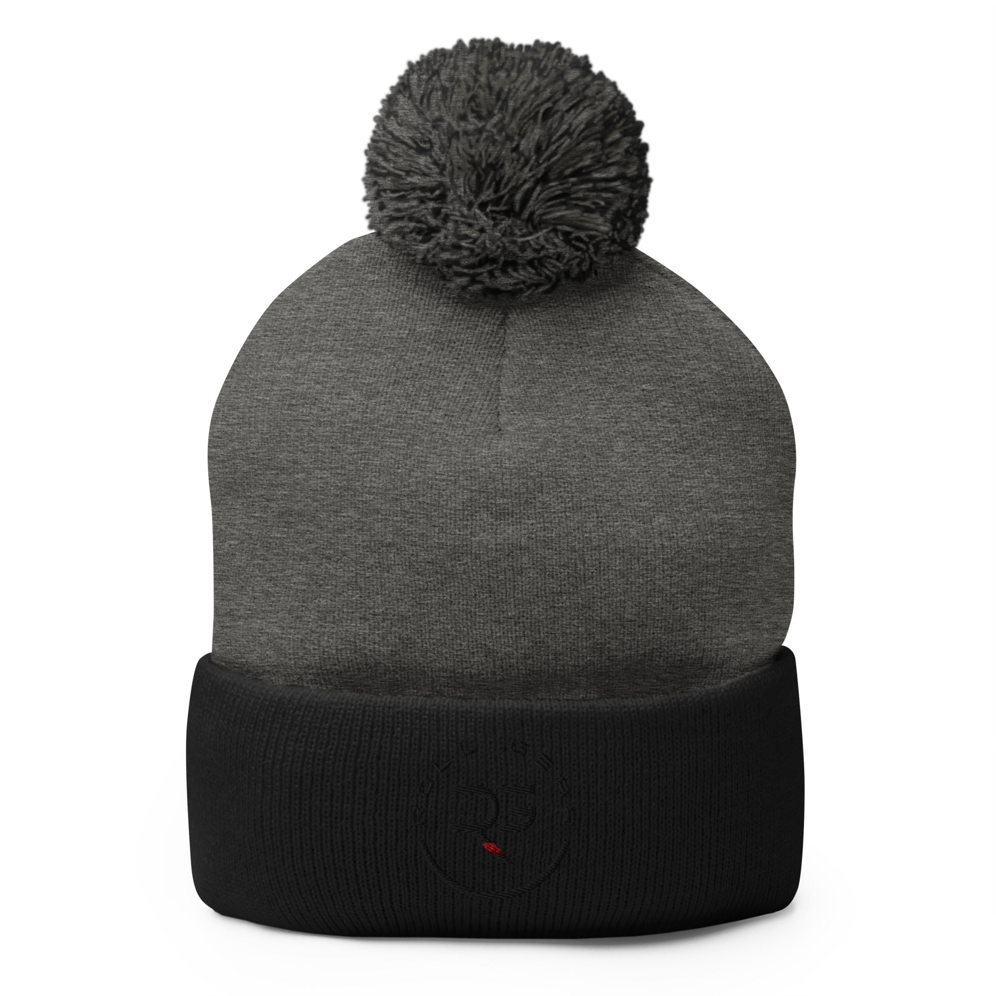 Roll Gear Beanie - Dark Heather Grey/Black, front view.