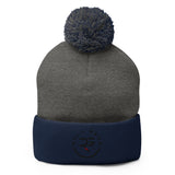 Roll Gear Beanie - Dark Heather Grey/Navy, front view.