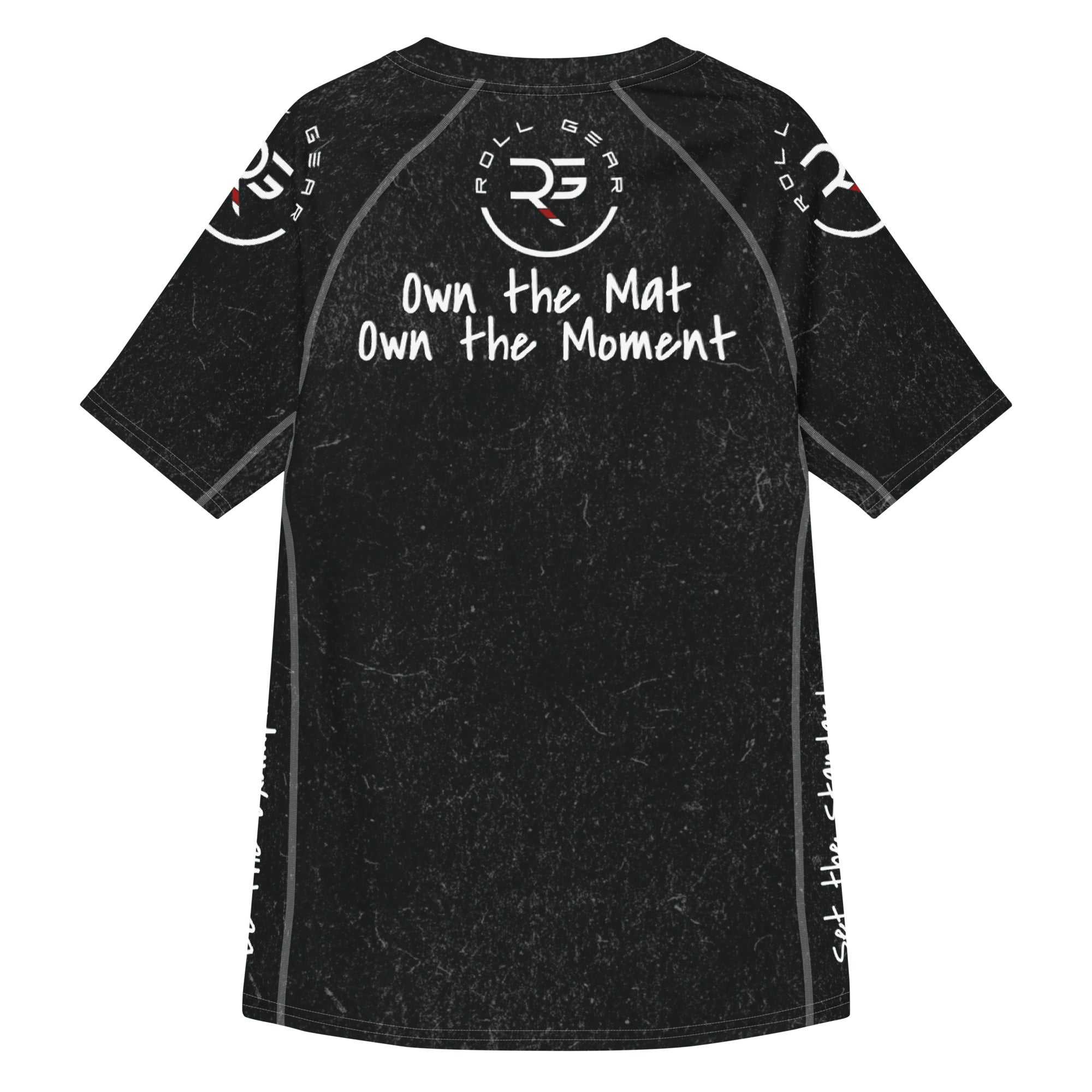 Roll Gear Tap Hype Short Sleeve Rash Guard – Black – Men’s, second back view, all-over print.