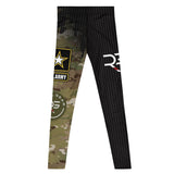 Roll Gear Men's Army Compression Spats in black camo with U.S. Army logo. Four-way stretch polyester-spandex blend.