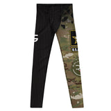Roll Gear Men's Army Compression Spats in black camo with U.S. Army logo. Four-way stretch polyester-spandex blend.
