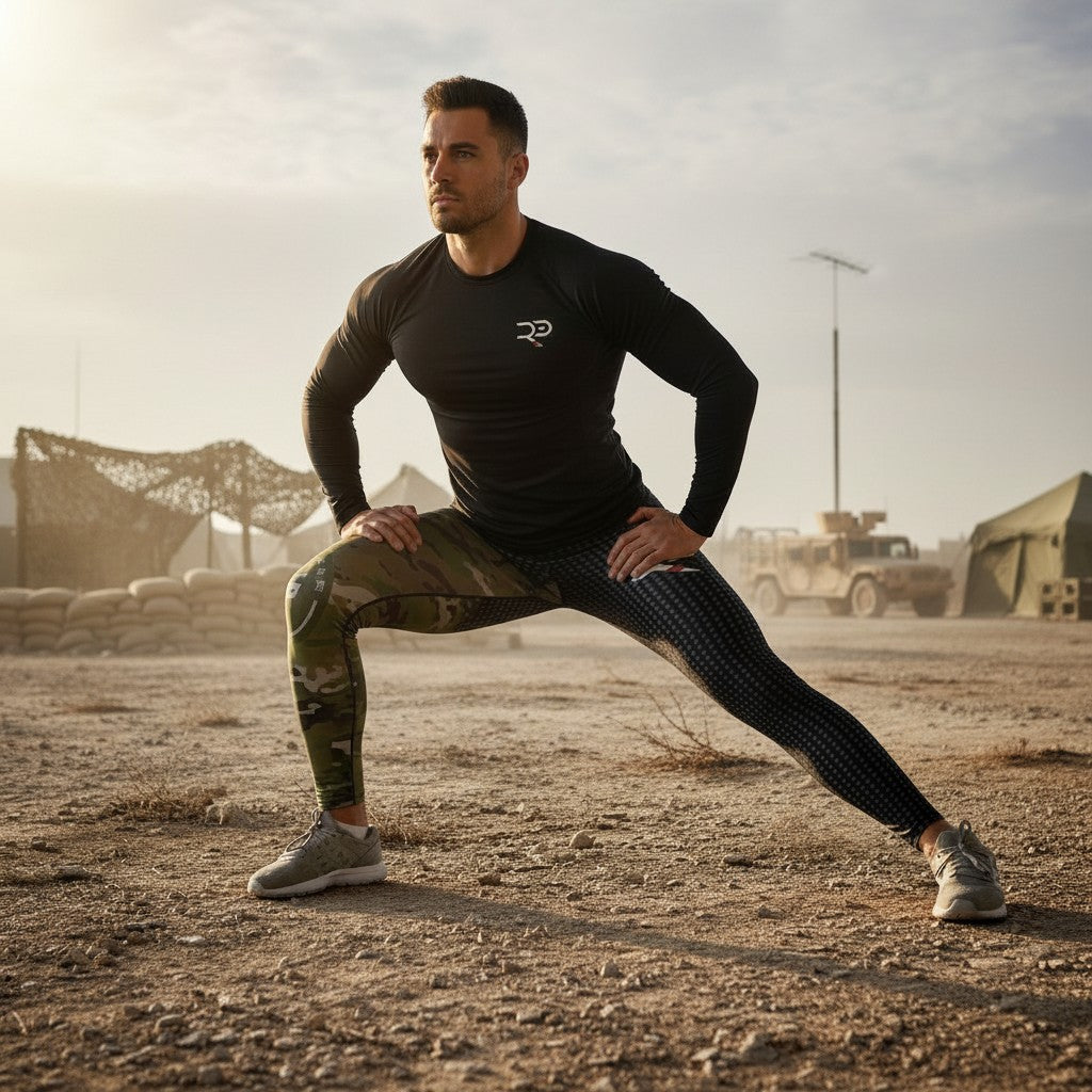 Roll Gear Men's Army Compression Spats in black camo and grey pattern. Ideal for BJJ, MMA, and gym workouts.