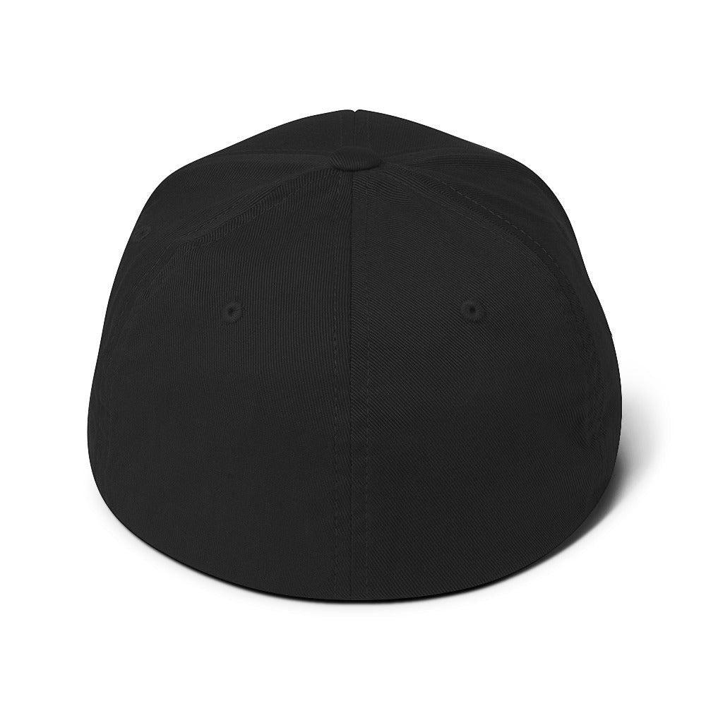 Roll Gear black structured stretch fit cap with pink embroidered belt graphic and stars. BJJ cap.