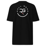 Roll Gear black 100% cotton men's heavyweight t-shirt with circular logo graphic on back.
