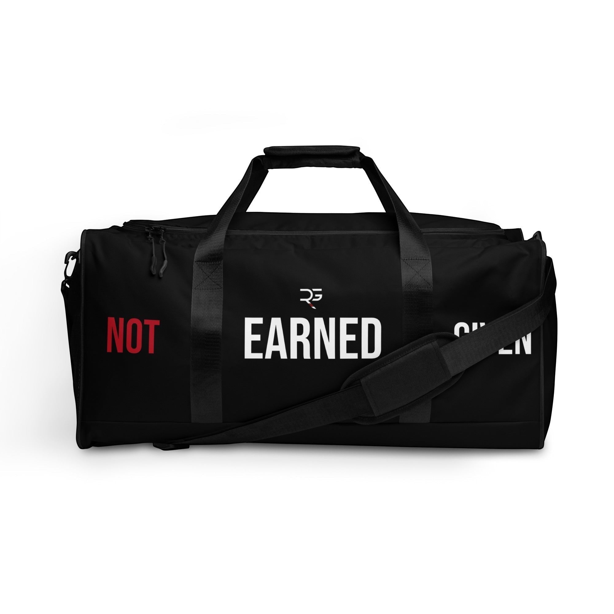 Roll Gear black polyester duffel bag with "Tap Hype" graphic and adjustable shoulder strap. Ideal for training.