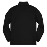 Roll Gear black polyester quarter zip pullover with long sleeves, moisture-wicking fabric, and athletic stretch.