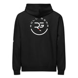 Roll Gear black cotton blend sweatshirt with circular logo and text on back. Athletic fit.