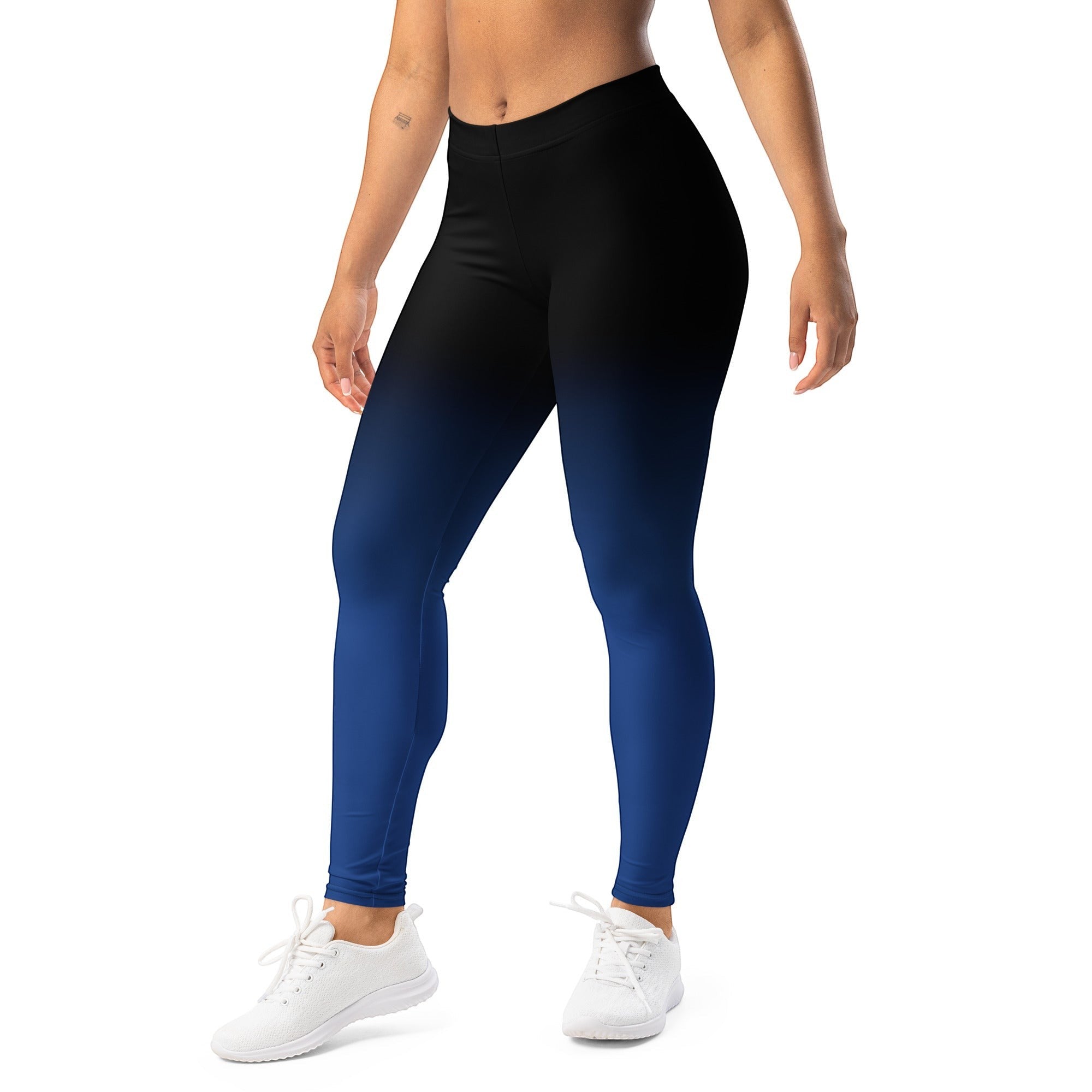 Roll Gear women's black and blue gradient compression training spats, ideal for MMA, grappling, and conditioning.