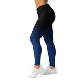 Roll Gear women's black and blue fade gradient compression training spats, ideal for no-gi grappling, MMA, and conditioning.