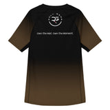 Roll Gear adult short sleeve rash guard with black to brown gradient fade and logo.