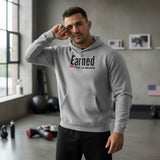 Roll Gear Earned Not Given Legacy Edition grey cotton blend hoodie with front pocket and graphic print.