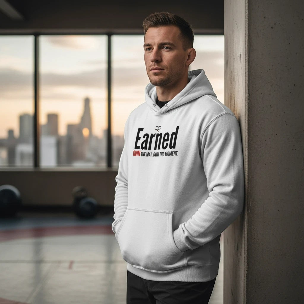 Roll Gear white cotton blend Earned Not Given Legacy Edition sweatshirt with graphic print on chest. Athletic fit.