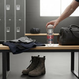 Roll Gear 25 oz clear water bottle with "Earned Not Given" text in red and blue. Secure lid, ideal for gym.