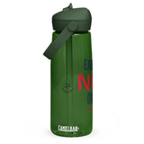 Roll Gear Earned Not Given 25 oz green water bottle with straw lid and motivational text.