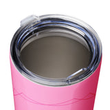 Roll Gear Girls on the Mat 20oz pink stainless steel tumbler with clear lid, ideal for BJJ and wrestling.