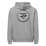 Roll Gear grey cotton blend sweatshirt with circular logo and text on back. Athletic fit.