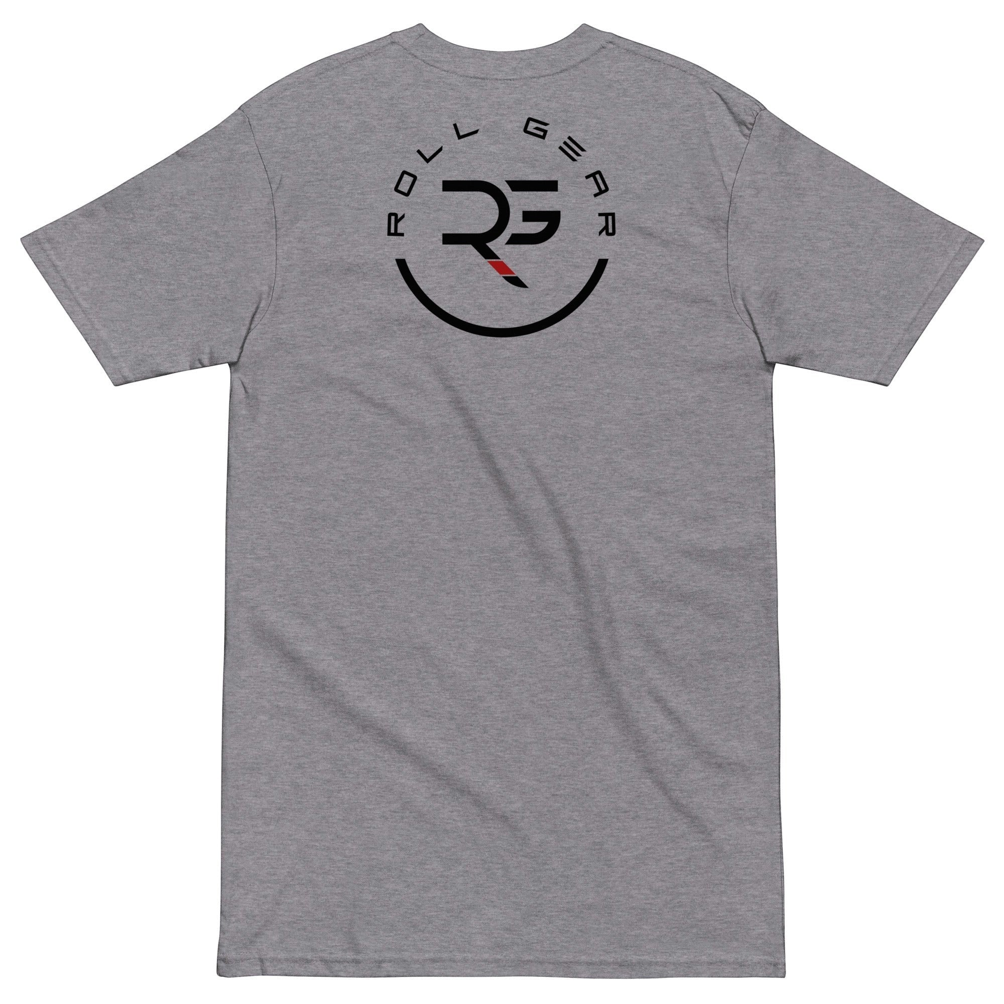 Roll Gear Excuses Don't Burn Calories — Premium Heavyweight T-Shirt, second colorway, flat back view.