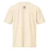 Roll Gear heavyweight cotton t-shirt in cream with a graphic logo on the back. Relaxed fit, drop shoulder sleeves.