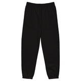 Roll Gear Heavyweight black cotton-poly fleece sweatpants with elastic waistband and cuffs.
