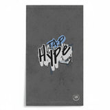 Roll Gear HYPE training towel with graffiti print on grey background, 52% polyester, 48% cotton.