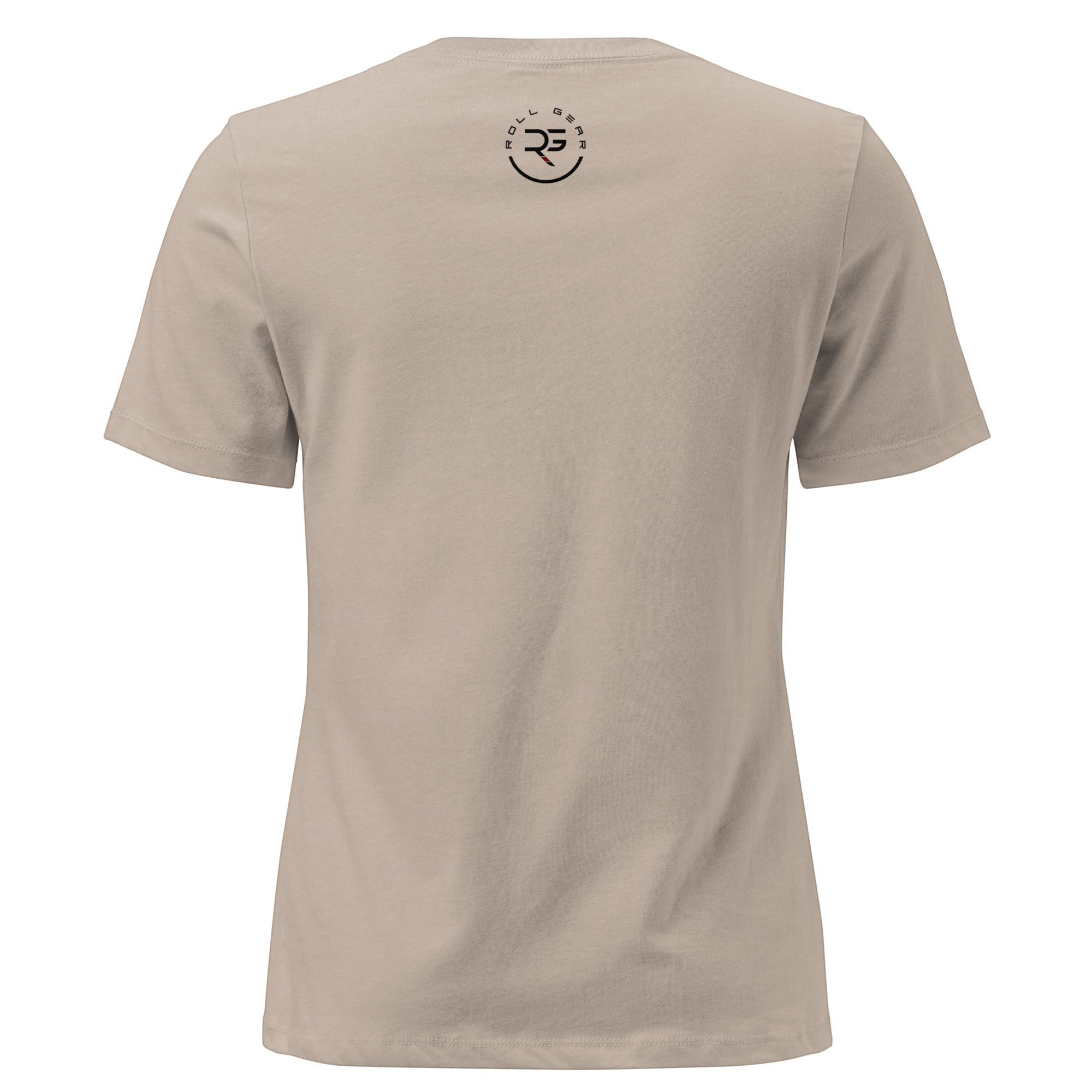 Roll Gear Jiu Jitsu Mom Tee in beige, 100% cotton, relaxed fit, crew neck, with a small graphic logo on the back.