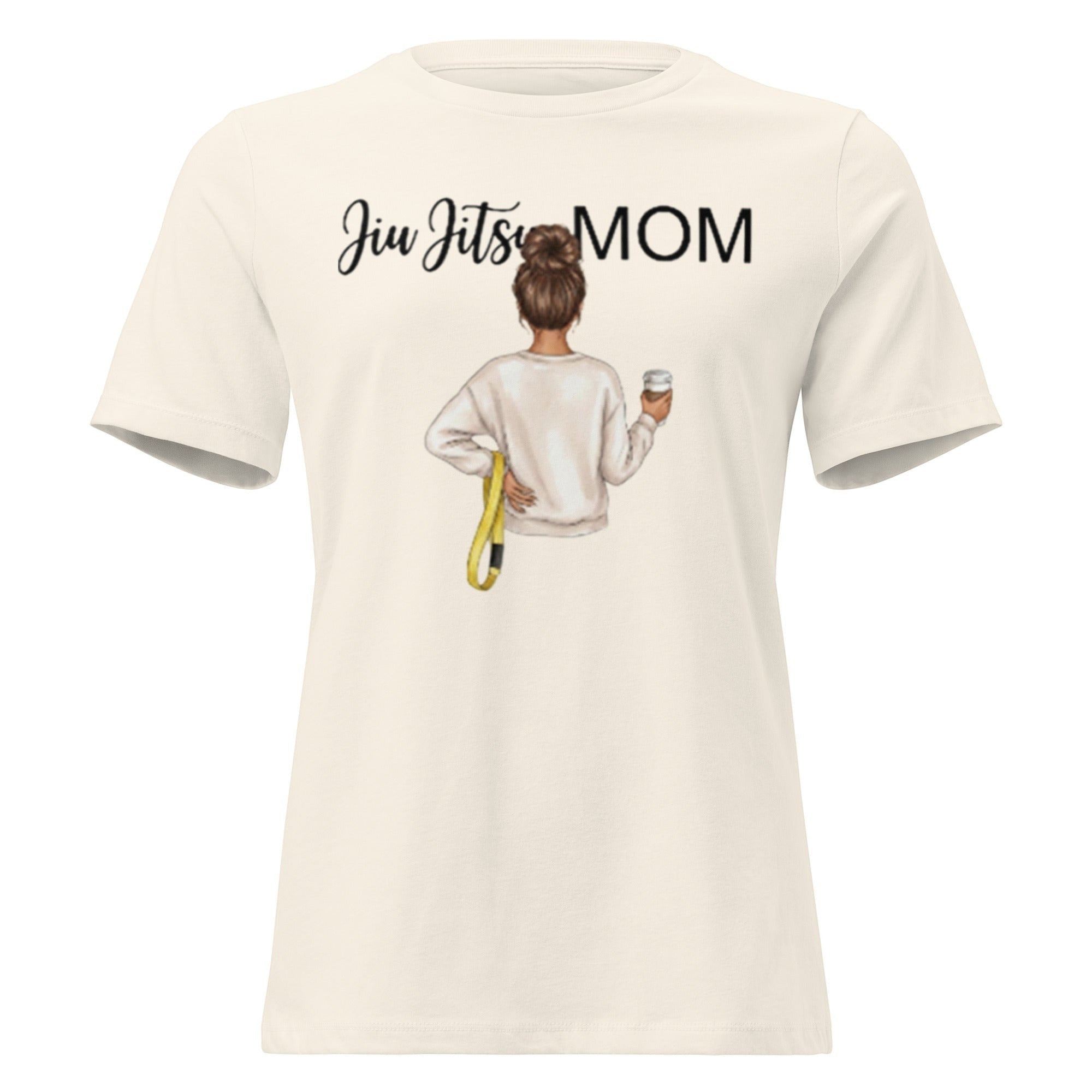 Roll Gear Jiu Jitsu Mom graphic tee in cream, 100% cotton, relaxed fit, crew neck.