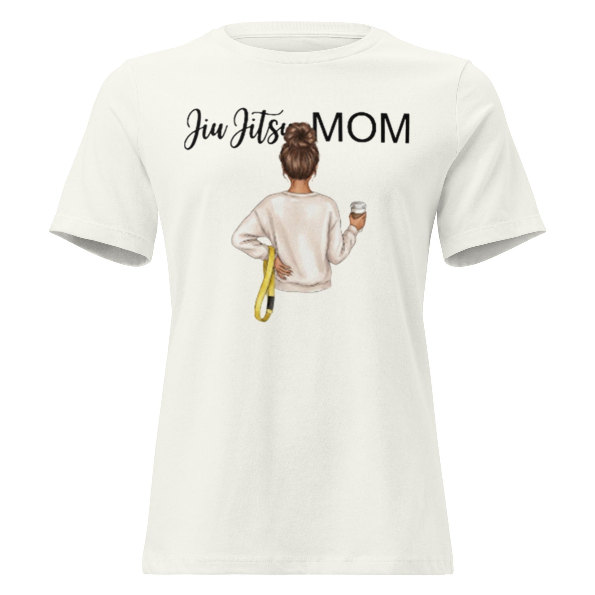 Roll Gear Jiu Jitsu Mom graphic tee in cream, 100% cotton, relaxed fit, crew neck.