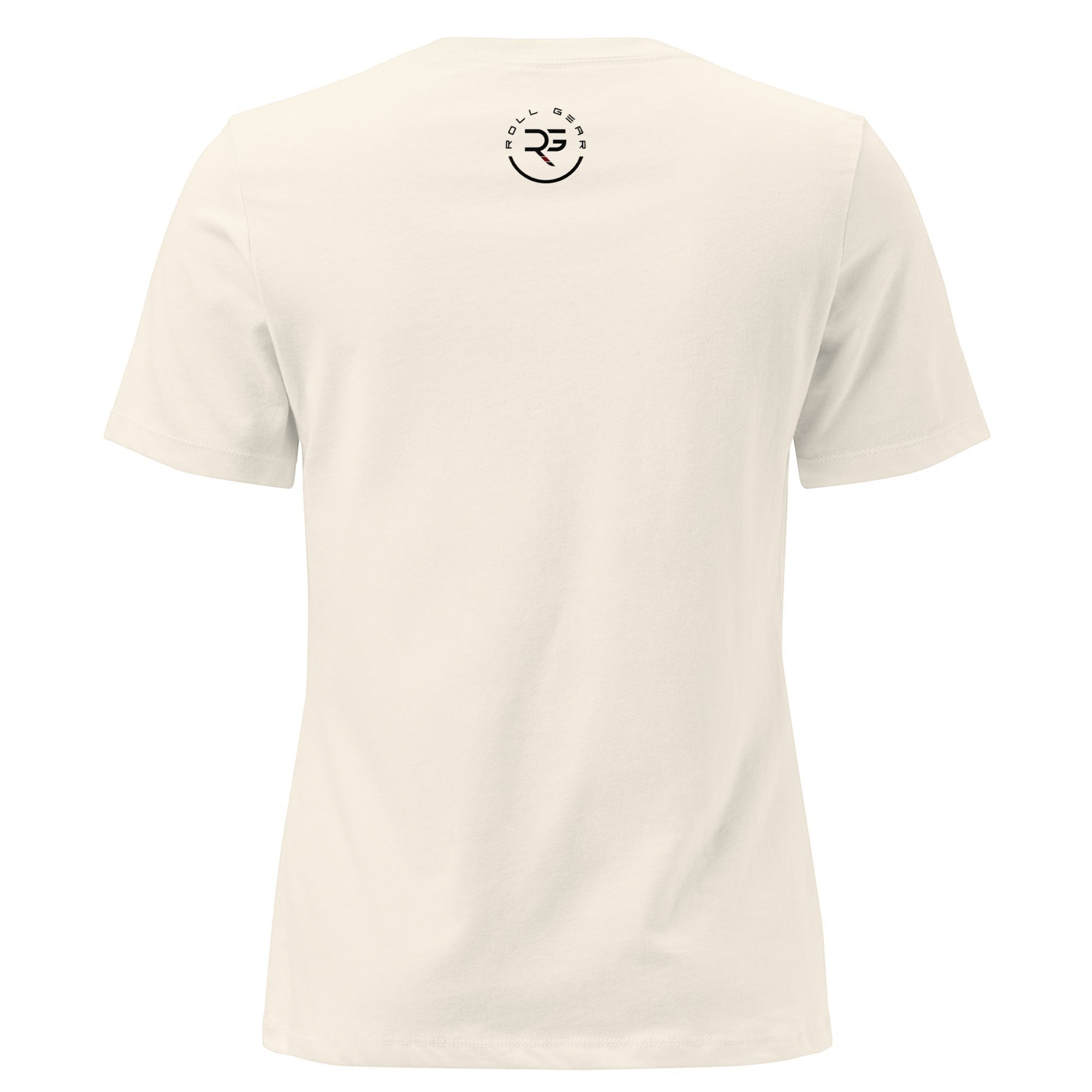 Roll Gear cream 100% cotton relaxed fit crew neck Jiu Jitsu Mom tee with graphic on back.
