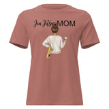 Roll Gear Jiu Jitsu Mom graphic tee in dusty rose, 100% cotton, relaxed fit, crew neck.