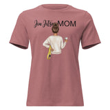 Roll Gear Jiu Jitsu Mom graphic tee in dusty rose, 100% cotton, relaxed fit, crew neck.