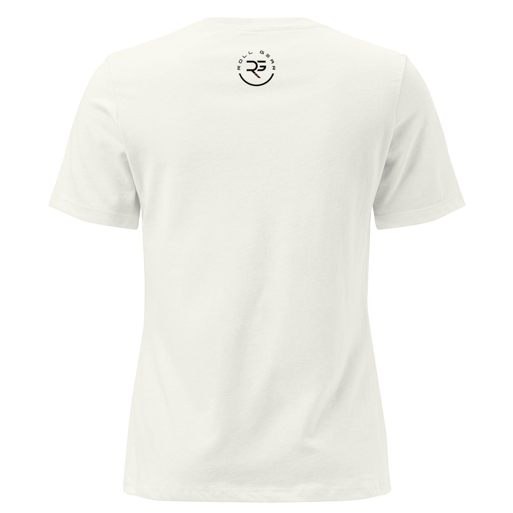 Roll Gear Jiu Jitsu Mom Tee, women's relaxed fit, 100% cotton, crew neck, off-white color.