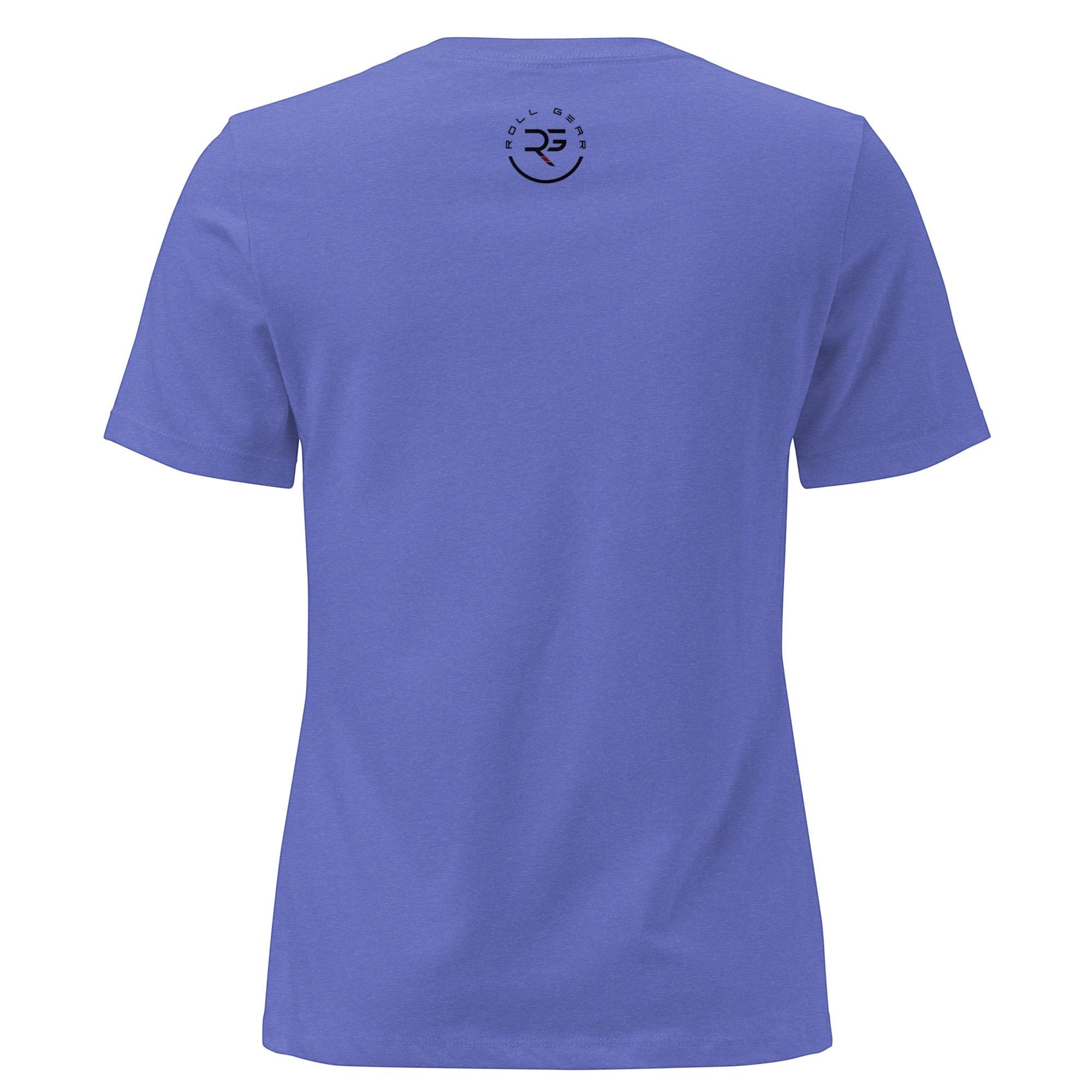 Roll Gear Jiu Jitsu Mom Tee, relaxed fit, crew neck, 100% cotton, periwinkle blue with black logo on back.