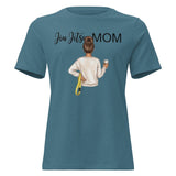 Roll Gear Jiu Jitsu Mom graphic tee in teal, featuring a woman with a coffee and a yellow belt.