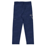 Roll Gear Kids Air Force Compression Spats in navy blue polyester-spandex blend with gold USAF insignia and aircraft detailing.