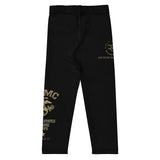 Roll Gear Kids Marines Gold compression spats in black with gold USMC graphics. Four-way stretch polyester-spandex blend.