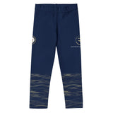 Roll Gear kids navy compression spats with ocean camo detail. Made from polyester and spandex for four-way stretch.