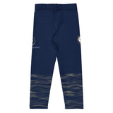 Roll Gear kids navy compression spats with ocean camo print and military insignia. Made of polyester and spandex.