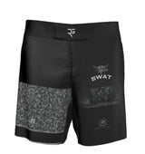 Roll Gear SWAT Grappling Shorts, flat front view, SWAT graphic.