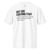 White heavyweight cotton tee, flat back view with the same unofficial-opinions back print in black.