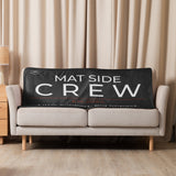 Roll Gear Mat Side Crew Sherpa Blanket, black with white and red text, plush sherpa backing, perfect for wrestling families.